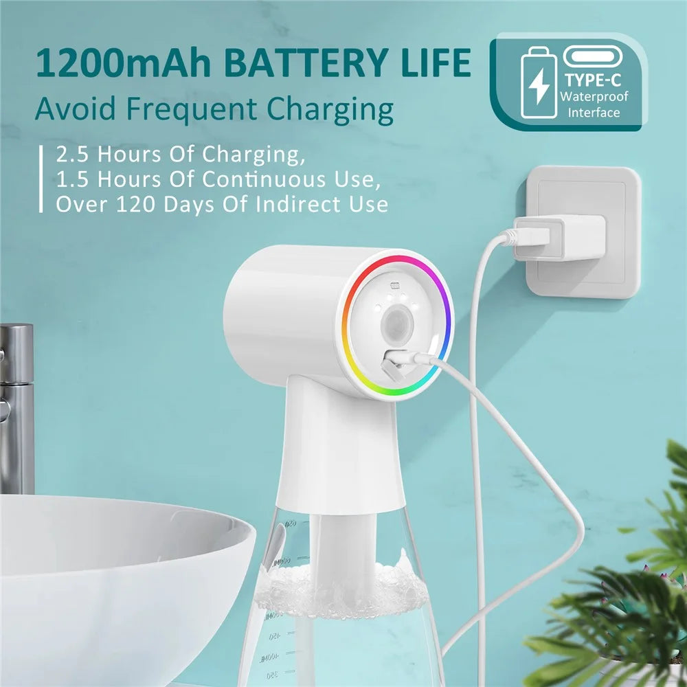Color-Changing Light Electric Soap Foam Dispenser Auto Foaming Machine for Home / Bathroom - 4
