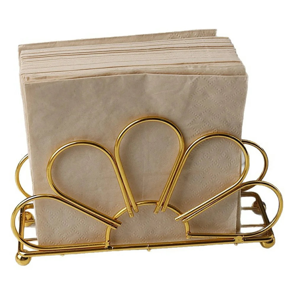 Hollow Floral Shape Napkin Holder for Cafe Restaurant Table Decor Iron Art Tissue Dispenser - 1