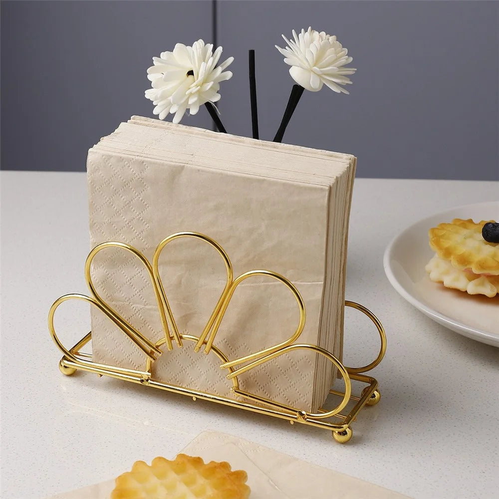 Hollow Floral Shape Napkin Holder for Cafe Restaurant Table Decor Iron Art Tissue Dispenser - 2