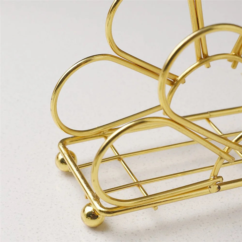 Hollow Floral Shape Napkin Holder for Cafe Restaurant Table Decor Iron Art Tissue Dispenser - 6