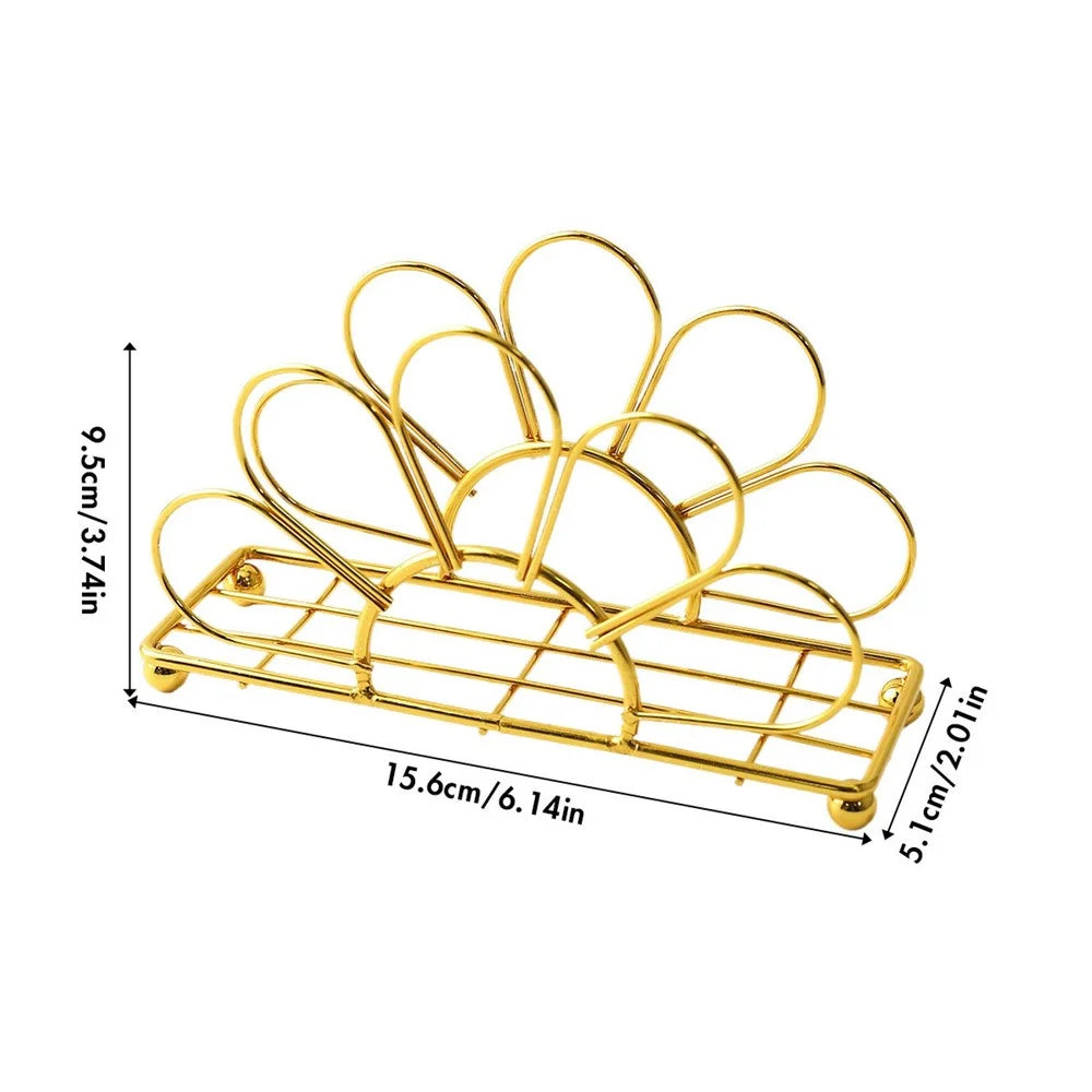 Hollow Floral Shape Napkin Holder for Cafe Restaurant Table Decor Iron Art Tissue Dispenser - 7