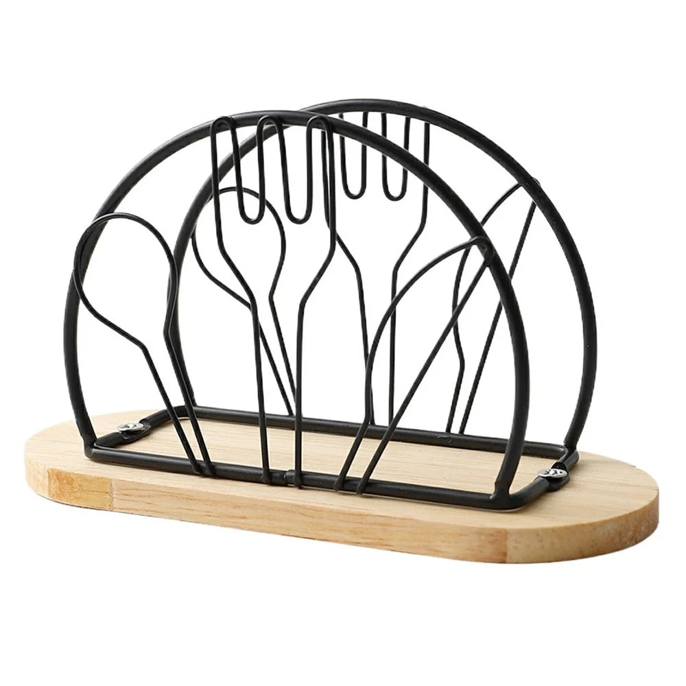 Creative Tabletop Napkin Holder Stand Hollow Knife Fork Spoon Shape Iron Tissue Dispenser for Restaurant Cafe Bar - 1