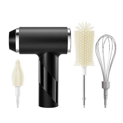 Electric Bottle Brush Whisk Cleaner Multi-Function Cream Beater for Baby Bottles / Thermos / Whipping Cream - Black - 1
