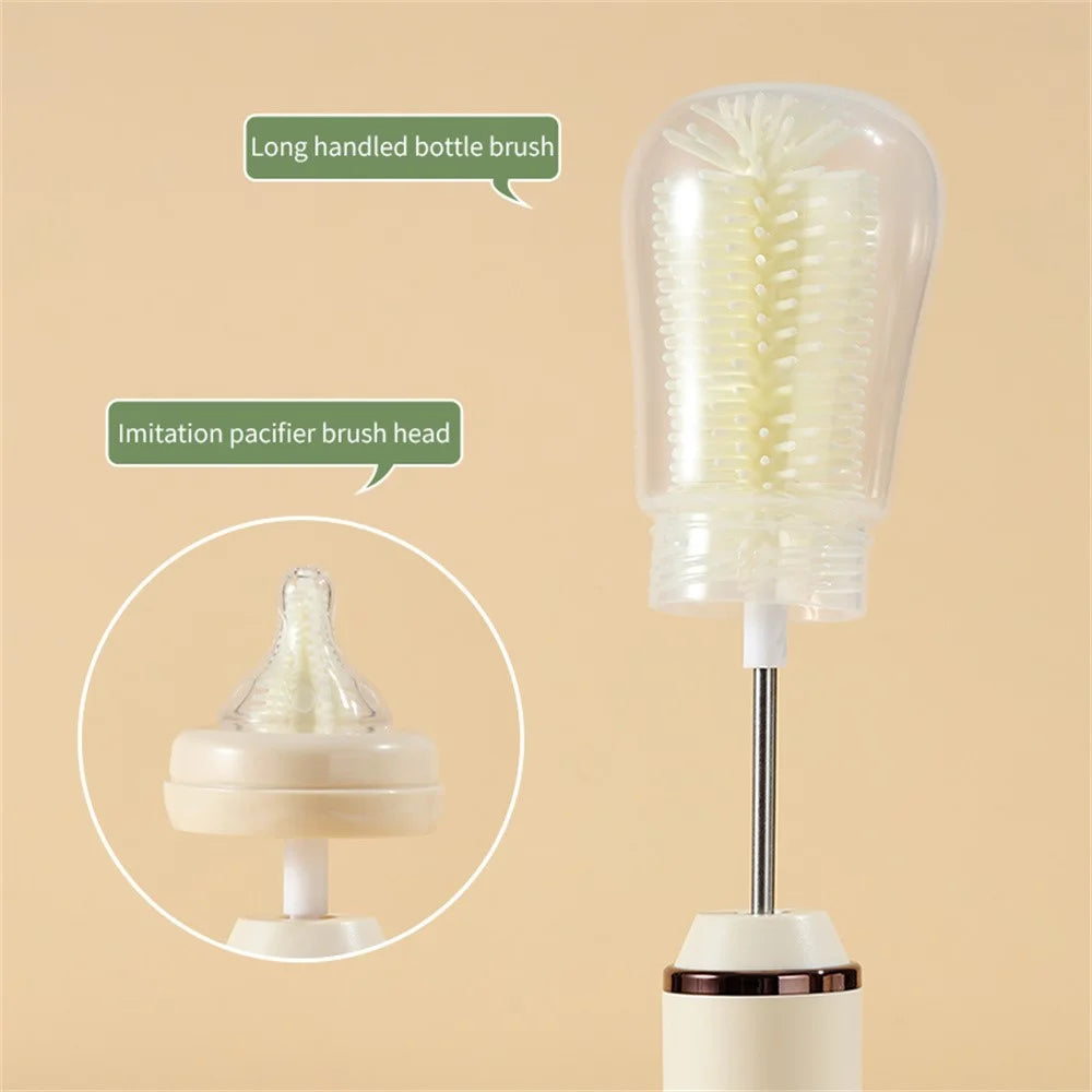 Electric Bottle Brush Whisk Cleaner Multi-Function Cream Beater for Baby Bottles / Thermos / Whipping Cream - Black - 5