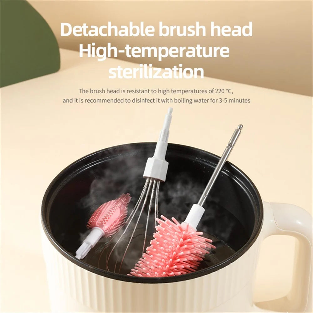 Electric Bottle Brush Whisk Cleaner Multi-Function Cream Beater for Baby Bottles / Thermos / Whipping Cream - Black - 6