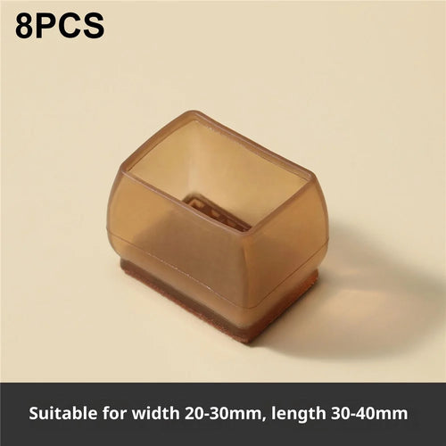 8Pcs Chair Leg Caps 3.2 x 2.8 x 3.8cm Rectangle Noise Reducing Furniture Feet Protectors Anti-Slip Thickened Felt Pads for Home / Office - Brown - 1