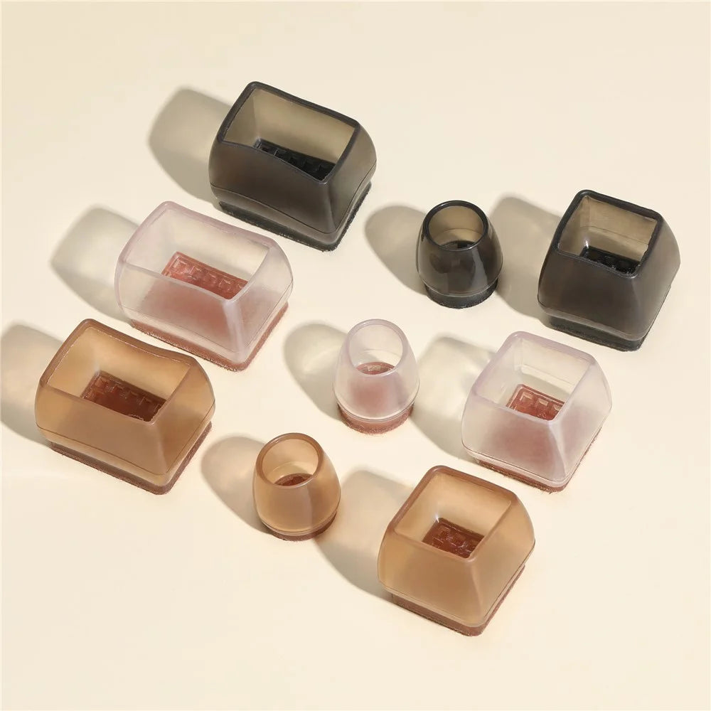 8Pcs Chair Leg Caps 3.2 x 2.8 x 3.8cm Rectangle Noise Reducing Furniture Feet Protectors Anti-Slip Thickened Felt Pads for Home / Office - Brown - 7