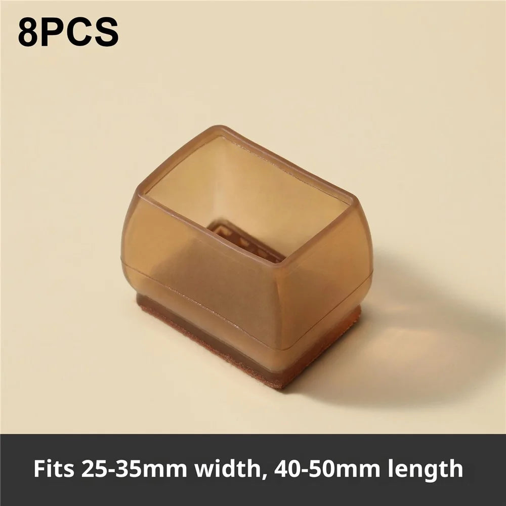 8Pcs Chair Leg Caps 4.2 x 3.5 x 5cm Rectangle Noise Reducing Furniture Feet Protectors Anti-Slip Thickened Felt Pads for Home / Office - Brown - 1