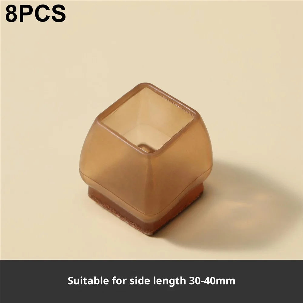 8Pcs Chair Leg Caps 4.2 x 3.8cm Square Noise Reducing Furniture Feet Protectors Anti-Slip Thickened Felt Pads for Home / Office - Brown - 1