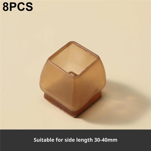 8Pcs Chair Leg Caps 4.2 x 3.8cm Square Noise Reducing Furniture Feet Protectors Anti-Slip Thickened Felt Pads for Home / Office - Brown - 1