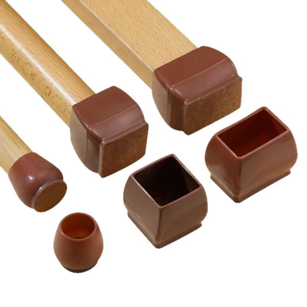 8Pcs Large Square Furniture Foot Covers for 30-40mm Table  /  Chair Legs Noise Reduction Wear Resistant Chair Leg Caps - Light Brown - 4