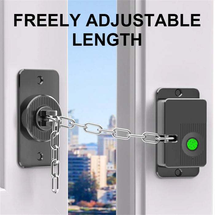 FQ23 Fingerprint Chain Safety Lock Child Pet Proof with Electronic Key for Refrigerator Window Sliding Door - Black - 2