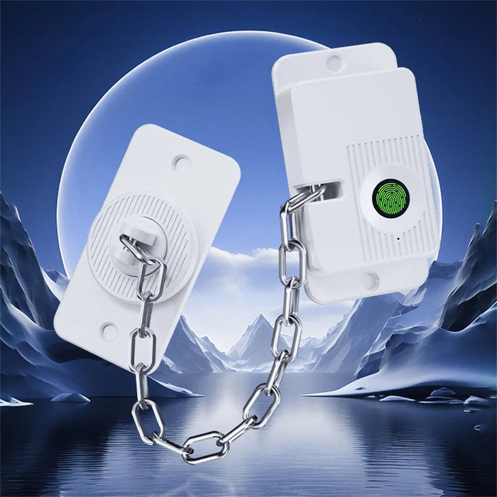 FQ23 Fingerprint Chain Safety Lock Child Pet Proof with Electronic Key for Refrigerator Window Sliding Door - Black - 3