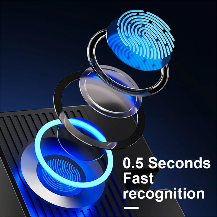 FQ23 Fingerprint Chain Safety Lock Child Pet Proof with Electronic Key for Refrigerator Window Sliding Door - Black - 4