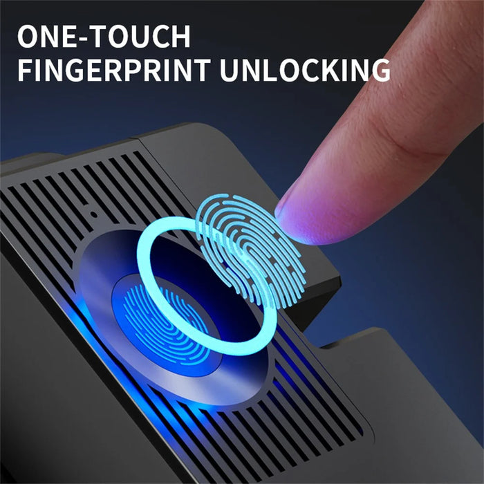 FQ23 Fingerprint Chain Safety Lock Child Pet Proof with Electronic Key for Refrigerator Window Sliding Door - Black - 5