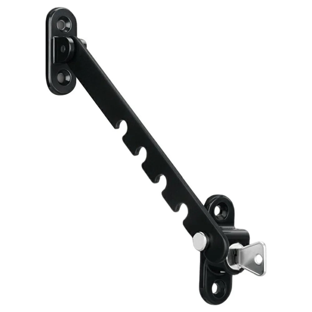 U-Shaped Carbon Steel Child Safety Lock External Lock Catch Angle Limiter Wind Brace Fixator for Doors Windows - Black - 1