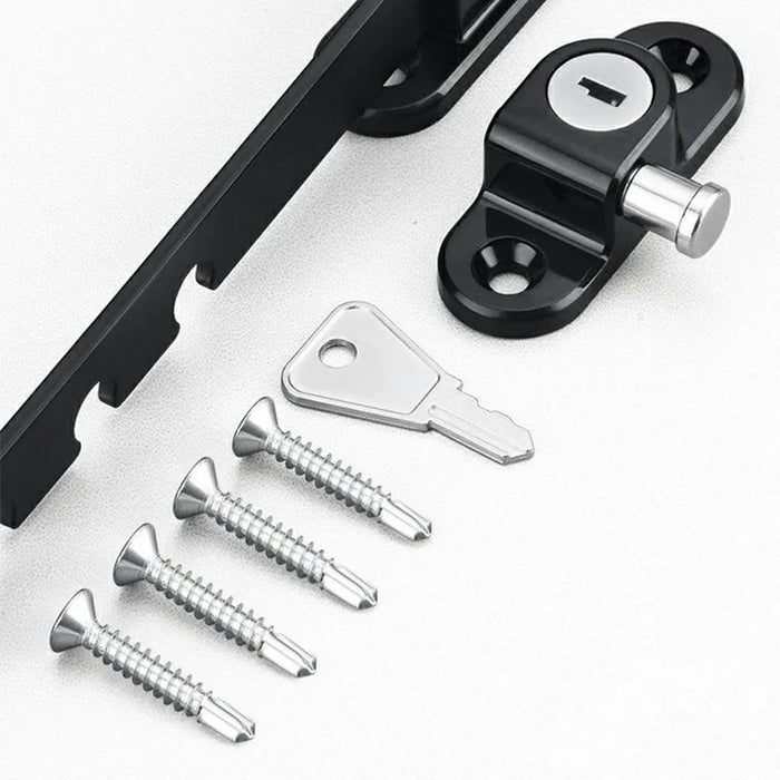 U-Shaped Carbon Steel Child Safety Lock External Lock Catch Angle Limiter Wind Brace Fixator for Doors Windows - Black - 2