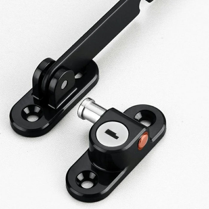 U-Shaped Carbon Steel Child Safety Lock External Lock Catch Angle Limiter Wind Brace Fixator for Doors Windows - Black - 3