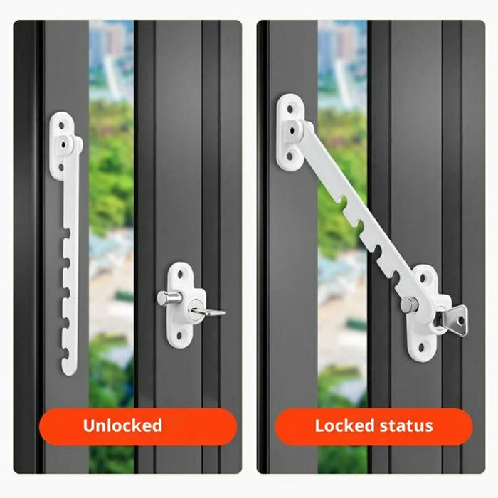 U-Shaped Carbon Steel Child Safety Lock External Lock Catch Angle Limiter Wind Brace Fixator for Doors Windows - Black - 5