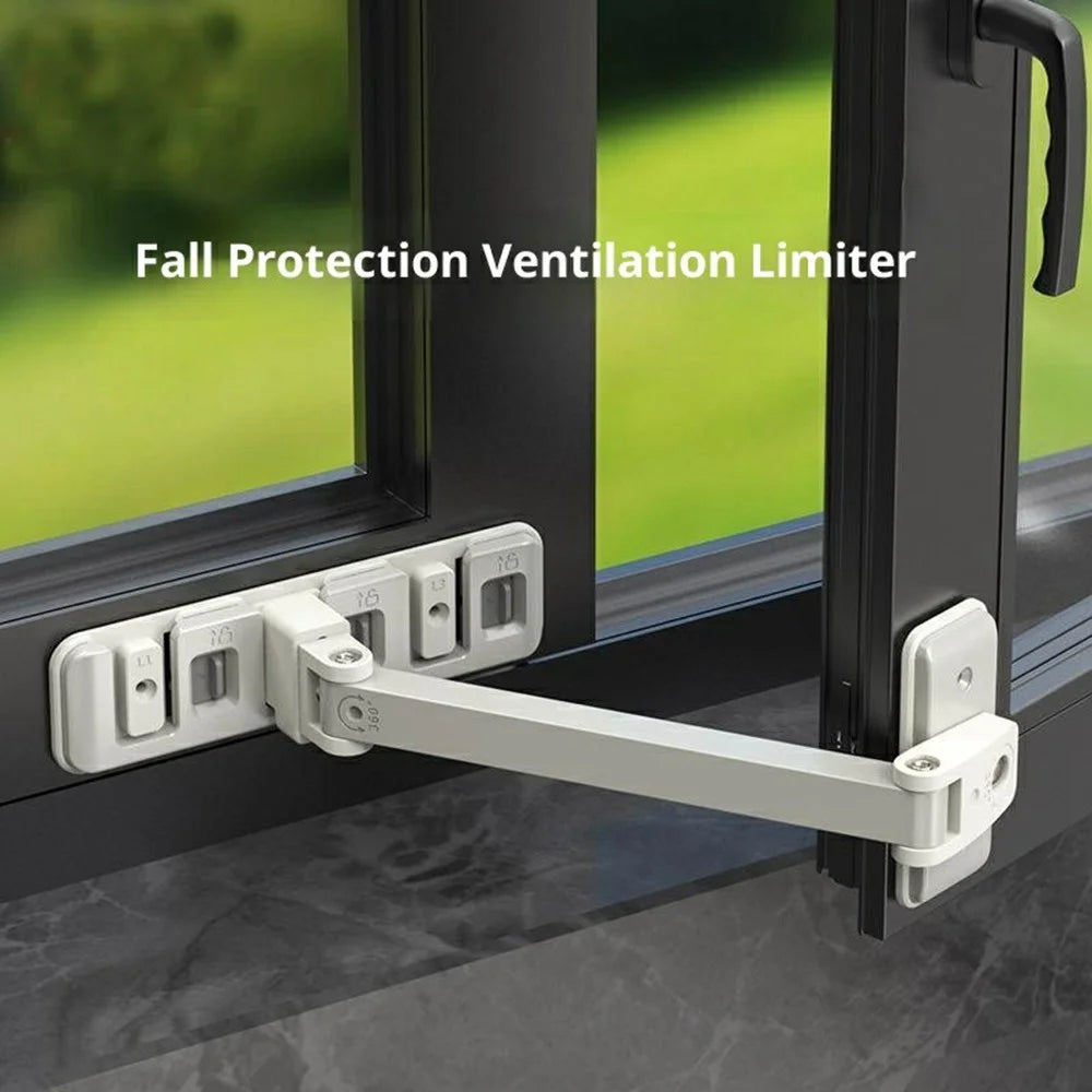 No Drill Self Adhesive Window Lock 3-Level Safety Distance Adjustment Casement Window Stopper - 2