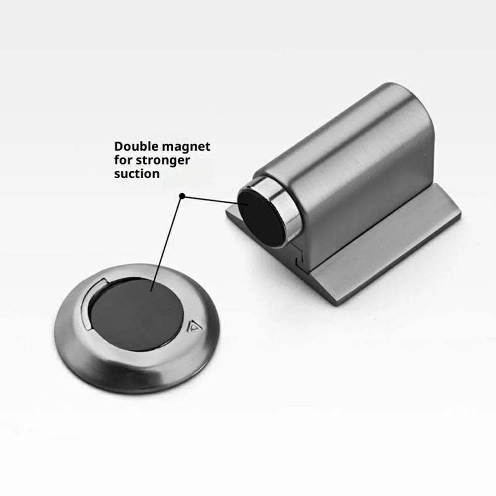No-Drill Invisible Door Stopper Dual Magnetic Strong Hold Windproof Mute Cushioning Silicone Pad Anti-Collision - Gunmetal Gray - 4