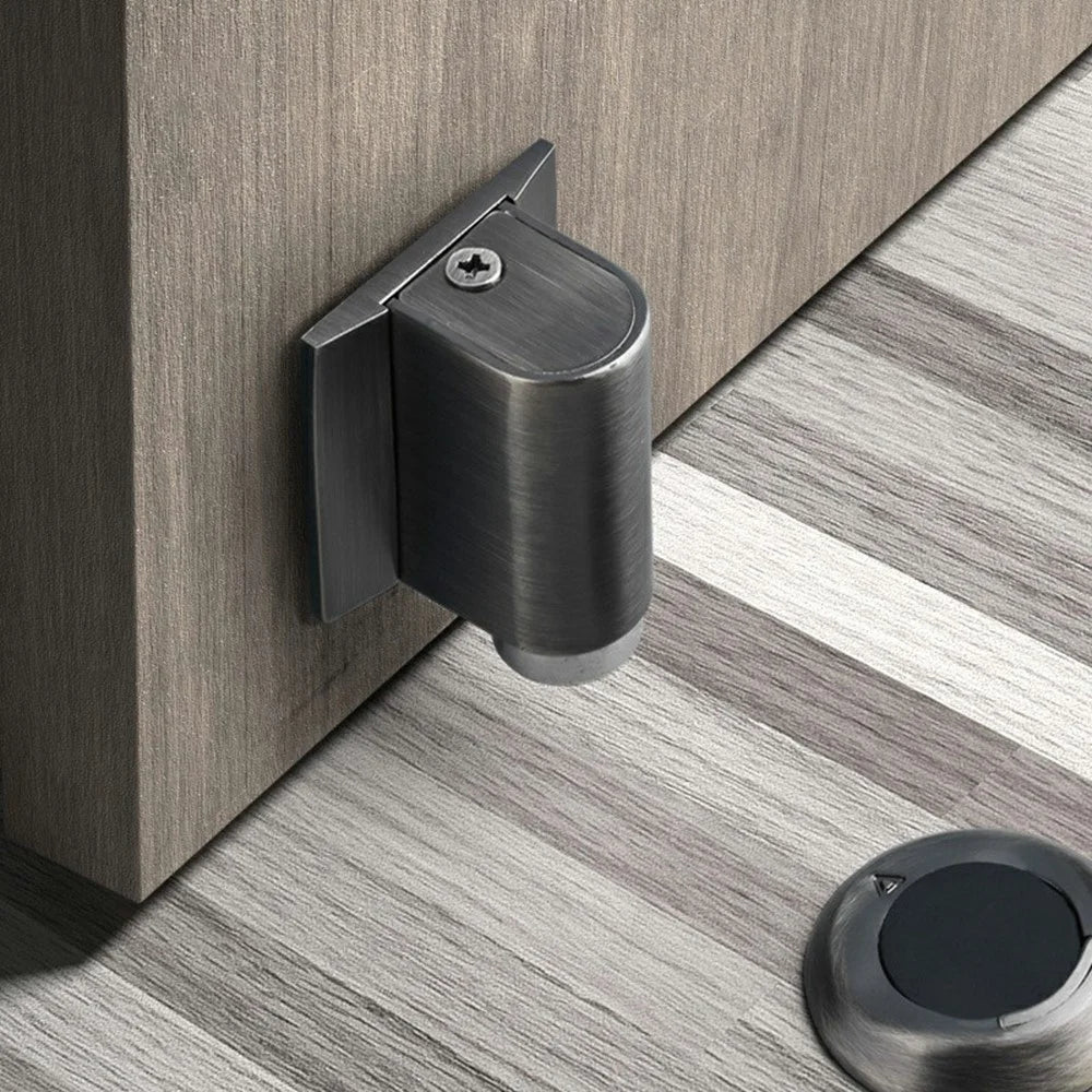 No-Drill Invisible Door Stopper Dual Magnetic Strong Hold Windproof Mute Cushioning Silicone Pad Anti-Collision - Gunmetal Gray - 6