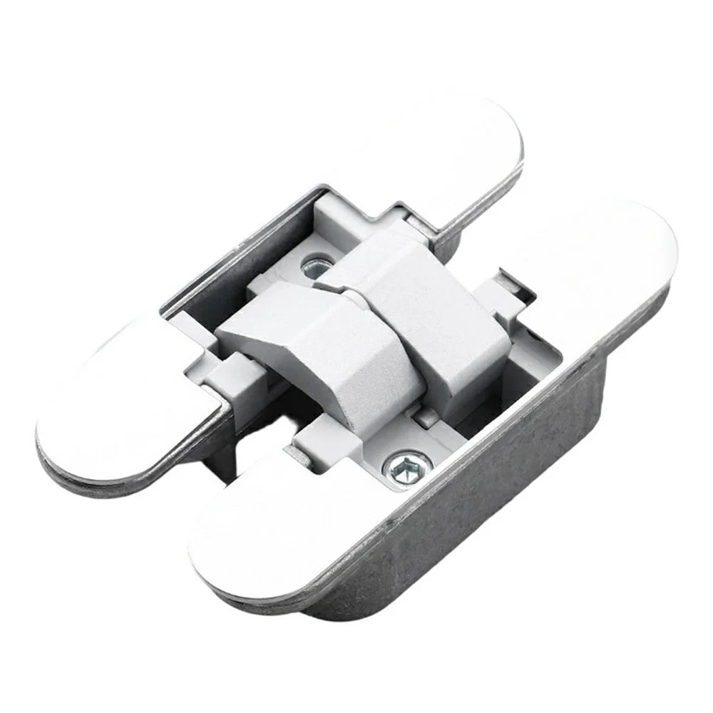 B118 Zinc Alloy 3D Adjustable Invisible Door Hinge 180° Swing Concealed Cross Hinge for Wood Bifold Doors - Silver - 1
