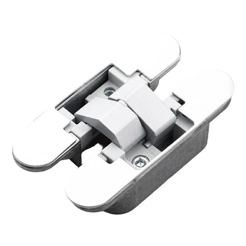 B118 Zinc Alloy 3D Adjustable Invisible Door Hinge 180° Swing Concealed Cross Hinge for Wood Bifold Doors - Silver - 1