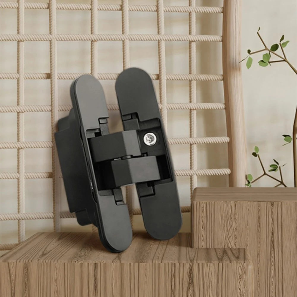 B118 Zinc Alloy 3D Adjustable Invisible Door Hinge 180° Swing Concealed Cross Hinge for Wood Bifold Doors - Silver - 5