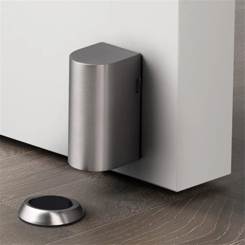 Zinc Alloy Invisible Magnetic Door Stopper Anti-Collision Windproof No-Drill Door Holder for Bedroom Bathroom - Brushed Nickel - 1