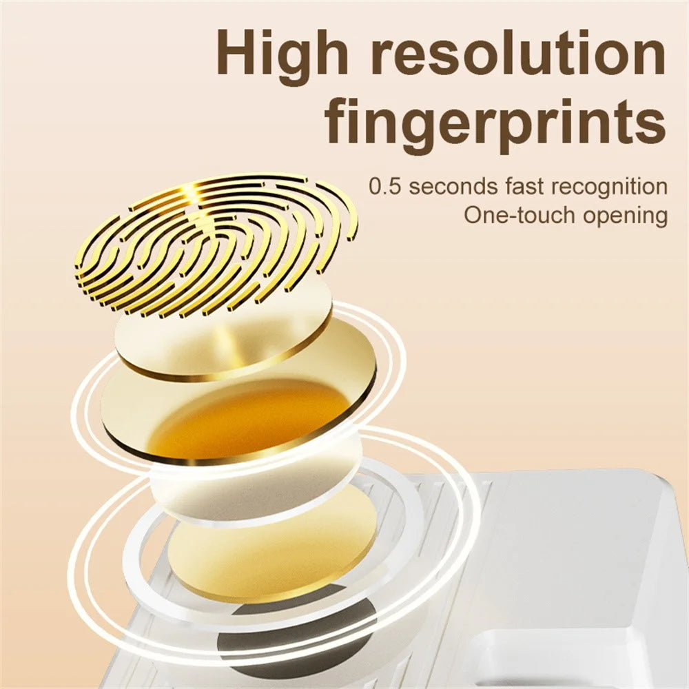 Fingerprint Child Safety Lock Smart Protection Lock Adhesive for Refrigerator Drawer Nightstand - V86 Corner Model  /  Black - 5