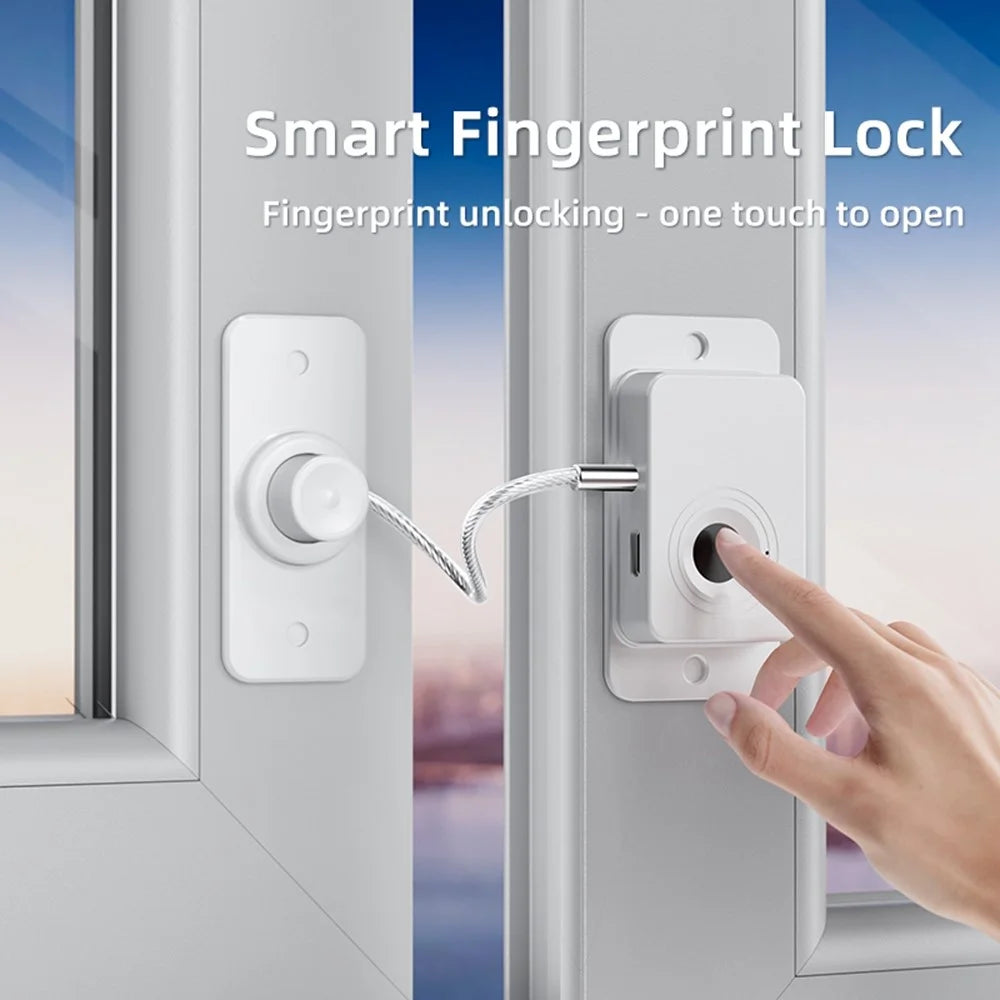 FQ20 Smart Fingerprint Lock USB-C Fast Charge Electronic Door Lock for Fridge Drawer Cabinet - White - 3