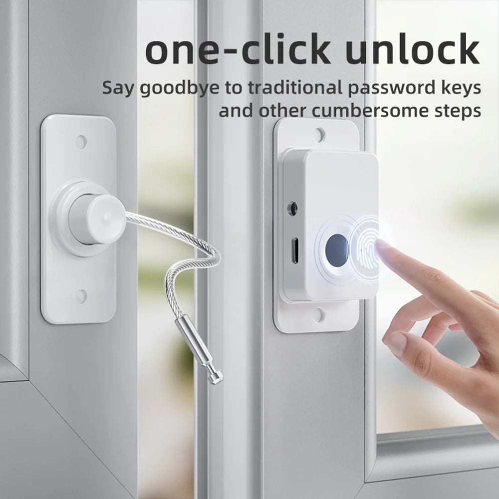 FQ20 Smart Fingerprint Lock USB-C Fast Charge Electronic Door Lock for Fridge Drawer Cabinet - White - 4