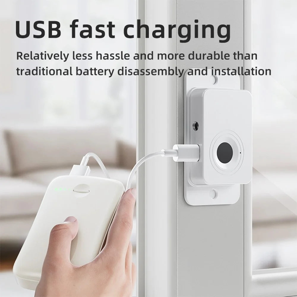 FQ20 Smart Fingerprint Lock USB-C Fast Charge Electronic Door Lock for Fridge Drawer Cabinet - White - 6