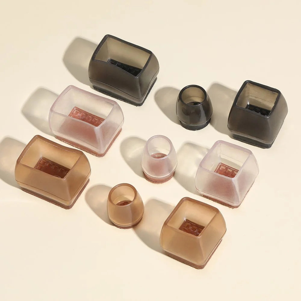 8Pcs Thickened TPE Small Square Chair Leg Caps Anti-Slip Noise Reduction Furniture Foot Pads Elastic Protectors - Transparent - 4