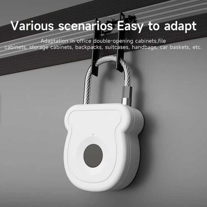 Smart Fingerprint Padlock Anti-Theft Security Lock with Electronic Key USB - C Fast Charge for File Cabinets Suitcases - White - 3