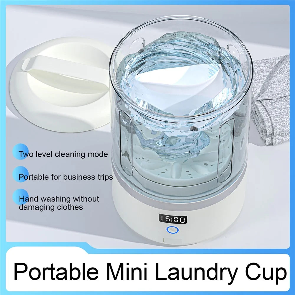 360° Deep Cleaning Mini Wireless Laundry Cup 3D Bionic Pulsator Underwear Automatic Washer 5  /  15min Wash Modes - 4