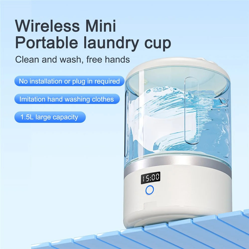 360° Deep Cleaning Mini Wireless Laundry Cup 3D Bionic Pulsator Underwear Automatic Washer 5  /  15min Wash Modes - 6