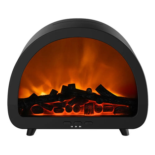 Fireplace Flame Aroma Diffuser 7 Color Atmosphere Light Humidifier Remote Control Auto Shut-Off for Home Desktop - Black - 1