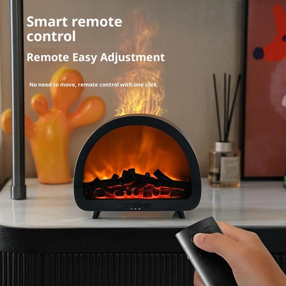 Fireplace Flame Aroma Diffuser 7 Color Atmosphere Light Humidifier Remote Control Auto Shut-Off for Home Desktop - Black - 5