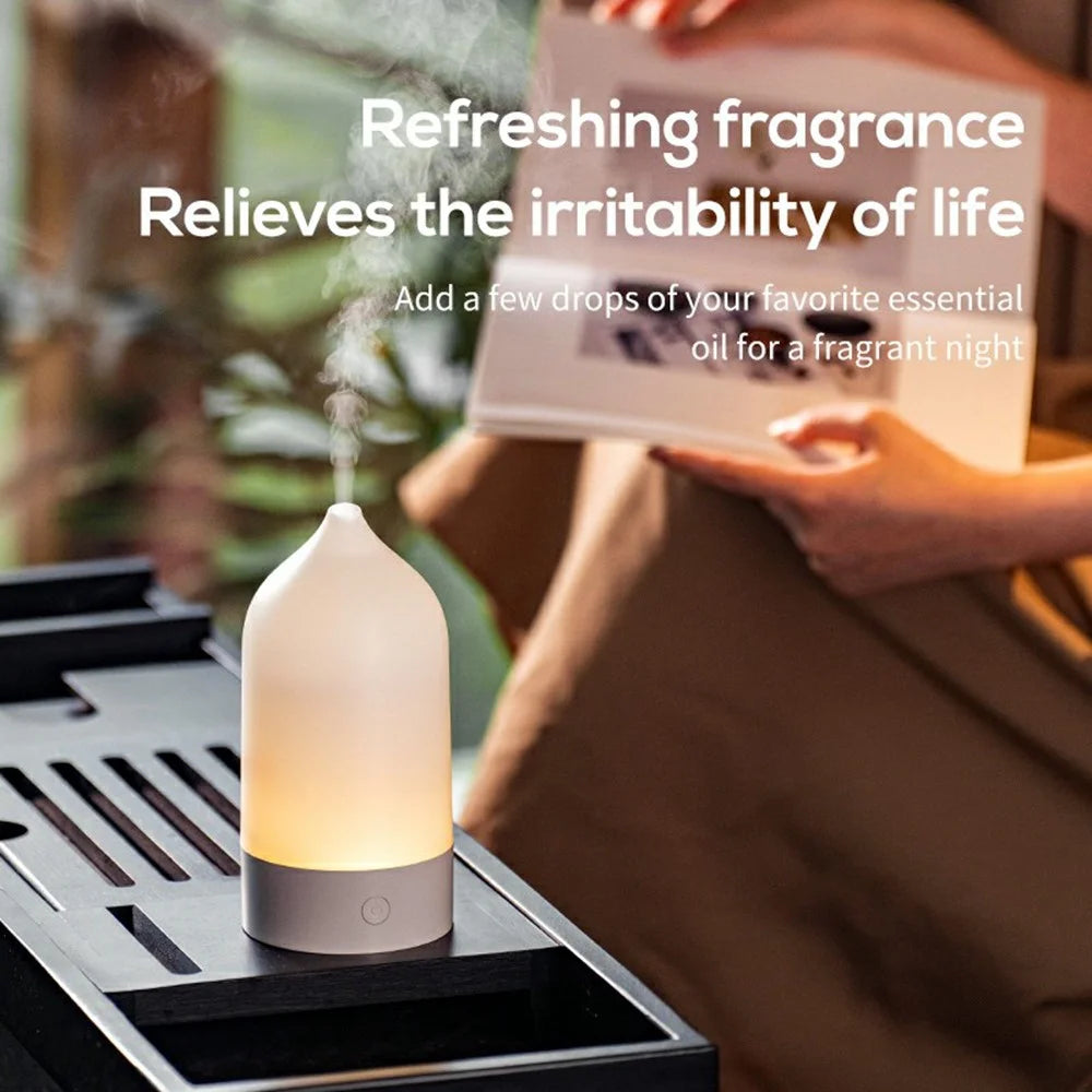 USB Vase Aroma Diffuser Low Power Consumption Desktop Ambient Mist Lamp for Home - White - 7