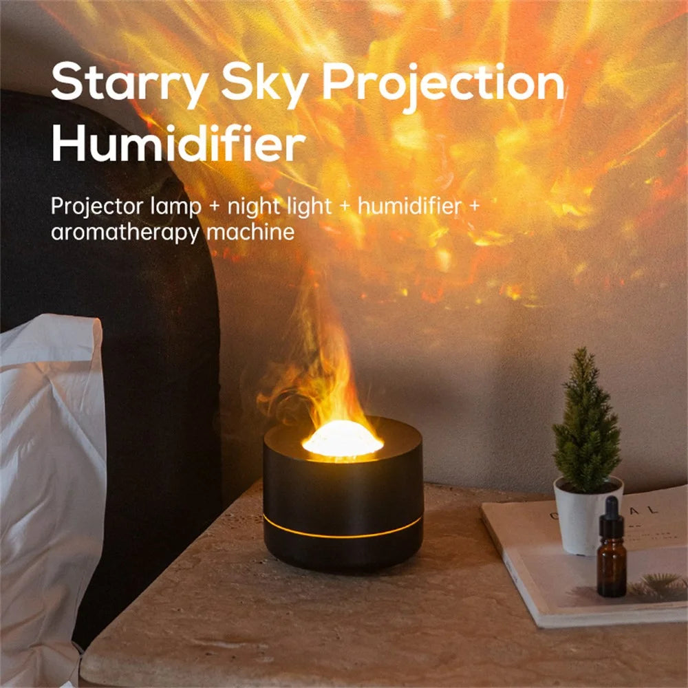 Starry Sky Projector Humidifier USB Desktop Colorful Water Wave Atmosphere Light Aroma Diffuser - Black - 3