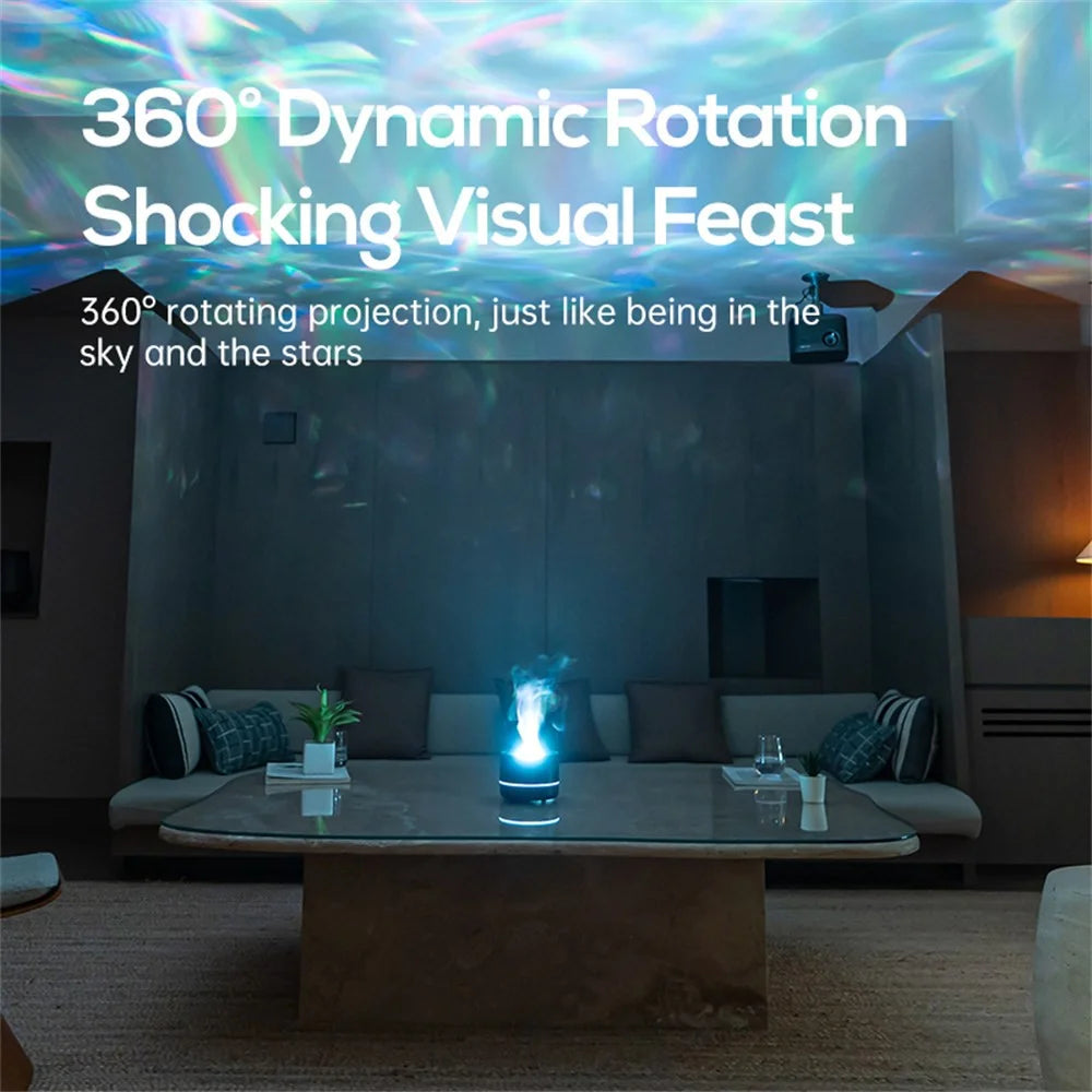 Starry Sky Projector Humidifier USB Desktop Colorful Water Wave Atmosphere Light Aroma Diffuser - Black - 7