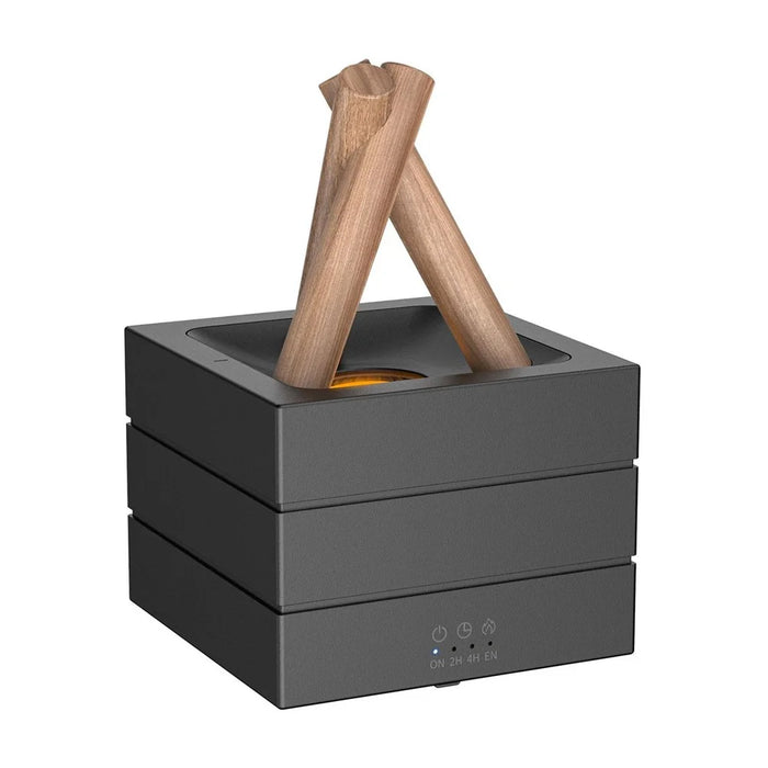 USB Campfire Aroma Diffuser Desktop Air Humidifier with 7-Color Gradient Flame Effect - Black - 1