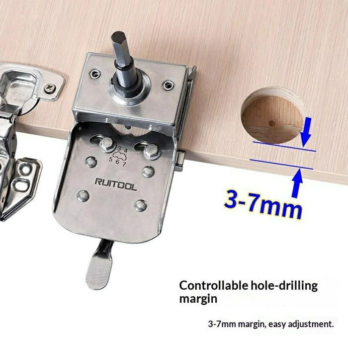 Stainless Steel Hinge Hole Locator Installation Adjustable Edge Quick Clamp Woodworking Tool for Cabinet Door - 3