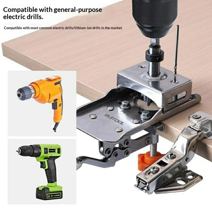 Stainless Steel Hinge Hole Locator Installation Adjustable Edge Quick Clamp Woodworking Tool for Cabinet Door - 7