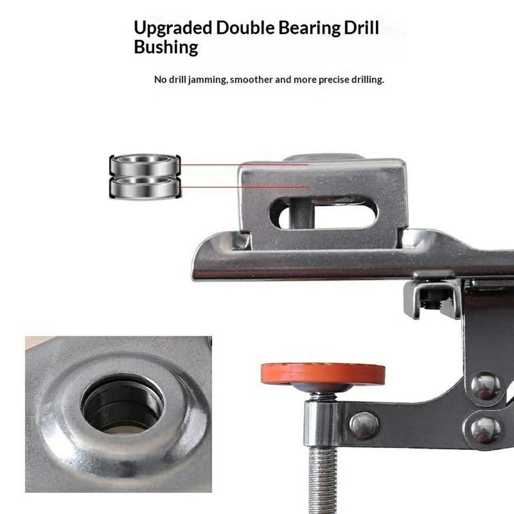 Stainless Steel Hinge Hole Jig with 3-Blade Drill Bit for Cabinet Doors, Adjustable Fast Positioning Woodworking Hinge Drill Guide - 5