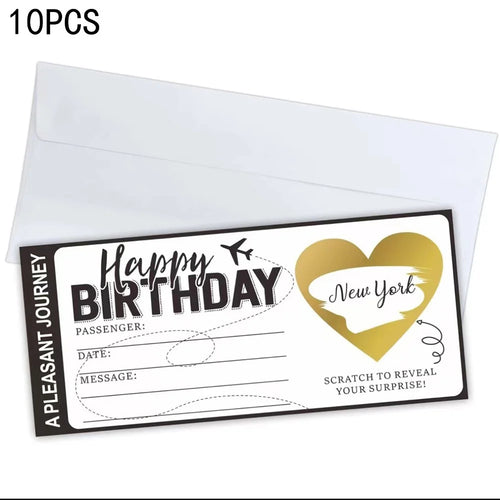 10Pcs DIY Surprise Gift Boarding Pass Ticket Set with Envelopes, Scratch-Off Stickers for Travel-Themed Events - All Black - 1