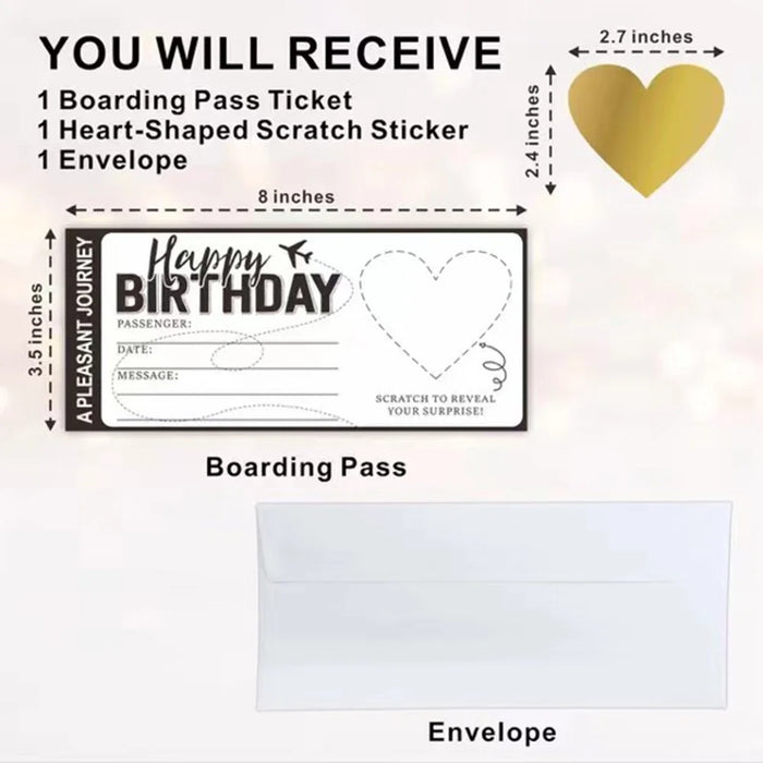 10Pcs DIY Surprise Gift Boarding Pass Ticket Set with Envelopes, Scratch-Off Stickers for Travel-Themed Events - All Black - 4