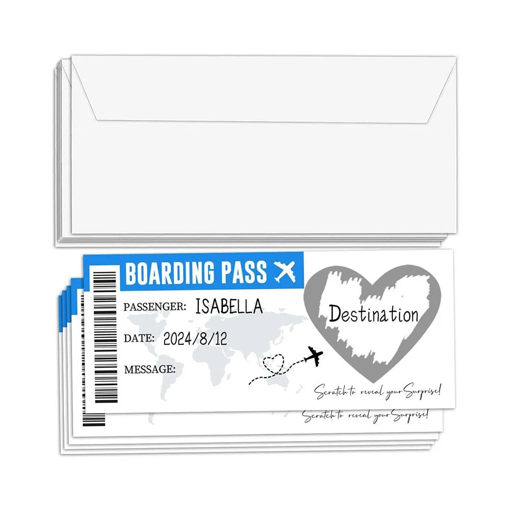 5Pcs / Set Surprise Scratch Off Boarding Pass Cards for Birthday Wedding Party DIY Game Gift - Silver - 1